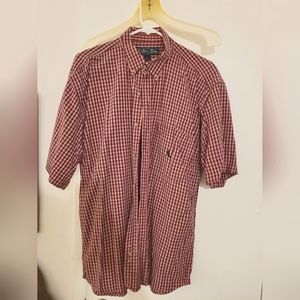 Keeler Bay Short Sleeve Button Up Shirt, Red Plaid, Size Large